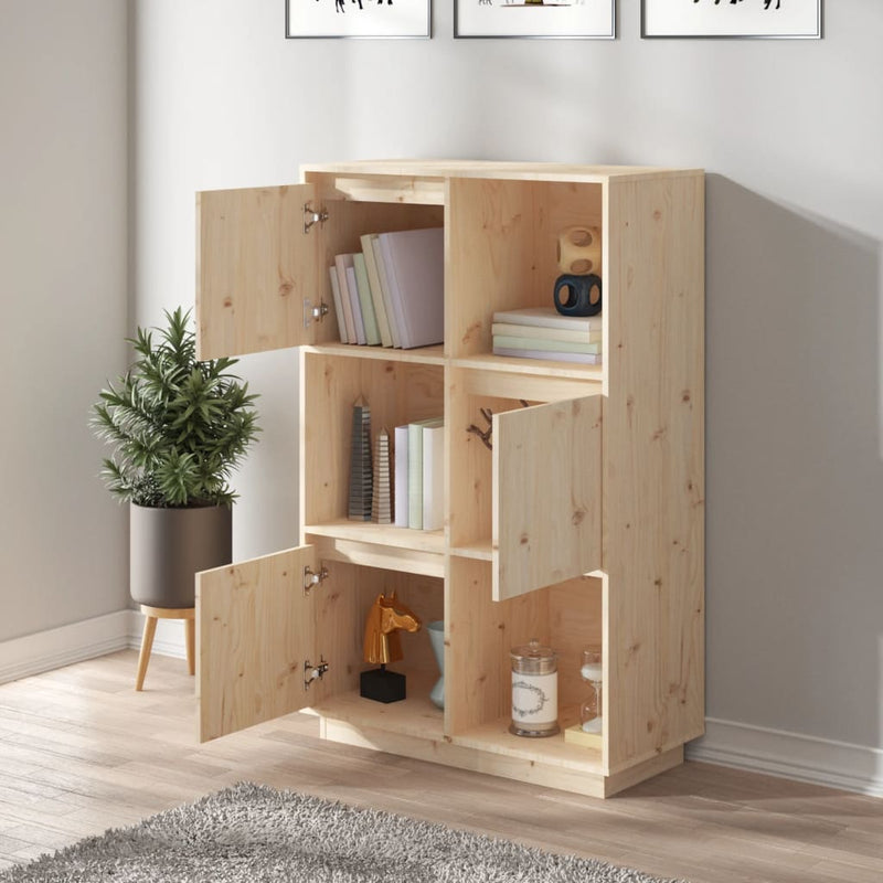 vidaXL tömör fenyőfa magasszekrény 74x35x117 cm
