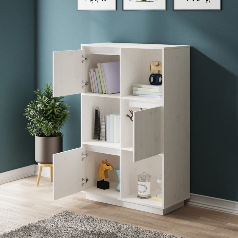 vidaXL fehér tömör fenyőfa magasszekrény 74x35x117 cm