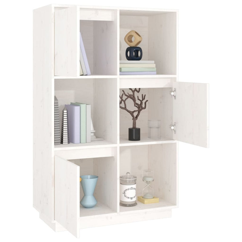 vidaXL fehér tömör fenyőfa magasszekrény 74x35x117 cm