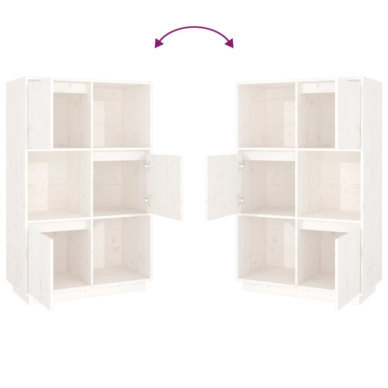 vidaXL fehér tömör fenyőfa magasszekrény 74x35x117 cm