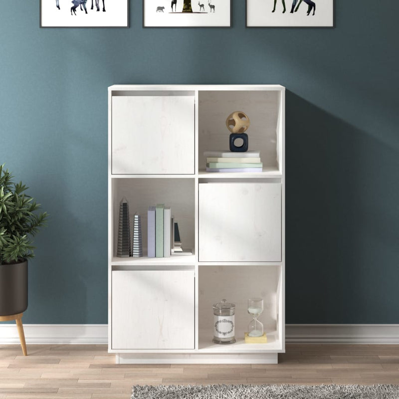 vidaXL fehér tömör fenyőfa magasszekrény 74x35x117 cm