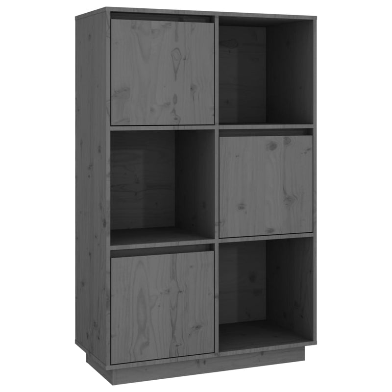 vidaXL szürke tömör fenyőfa magasszekrény 74 x 35 x 117 cm