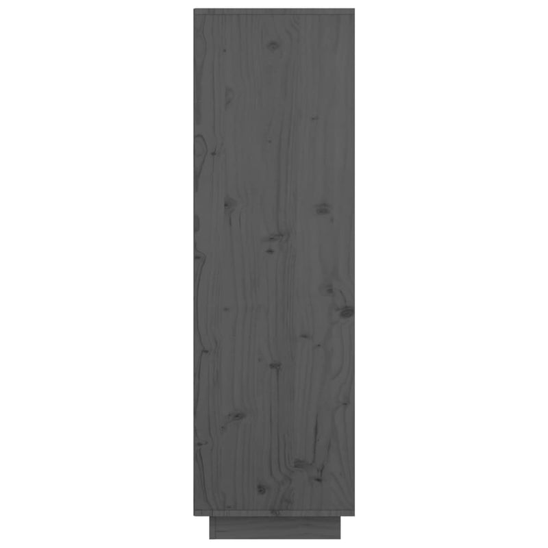 vidaXL szürke tömör fenyőfa magasszekrény 74 x 35 x 117 cm