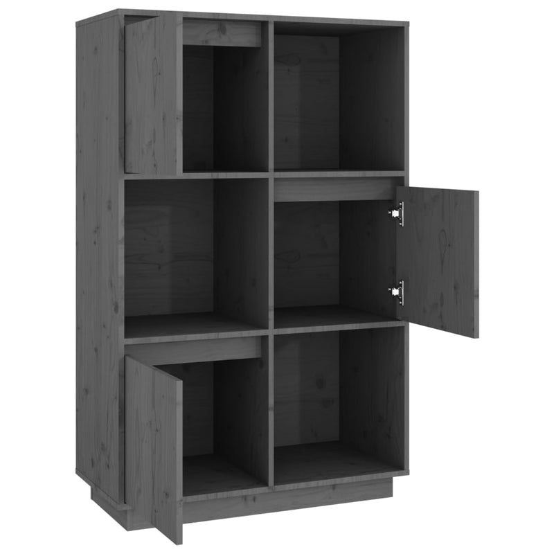 vidaXL szürke tömör fenyőfa magasszekrény 74 x 35 x 117 cm