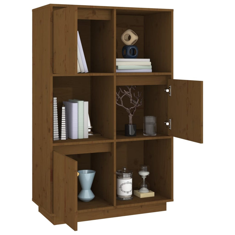 vidaXL mézbarna tömör fenyőfa magasszekrény 74x35x117 cm