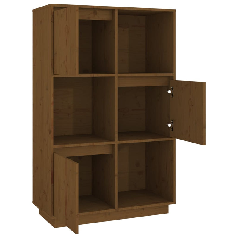 vidaXL mézbarna tömör fenyőfa magasszekrény 74x35x117 cm