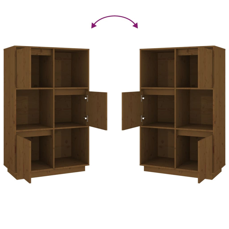 vidaXL mézbarna tömör fenyőfa magasszekrény 74x35x117 cm