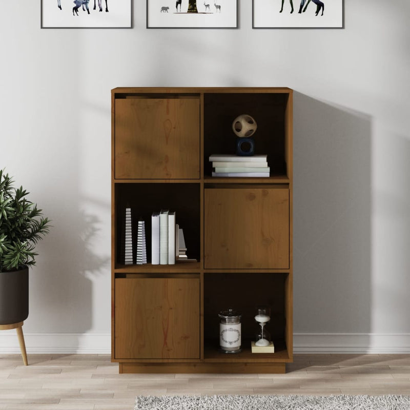 vidaXL mézbarna tömör fenyőfa magasszekrény 74x35x117 cm