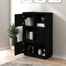 vidaXL fekete tömör fenyőfa magasszekrény 74x35x117 cm