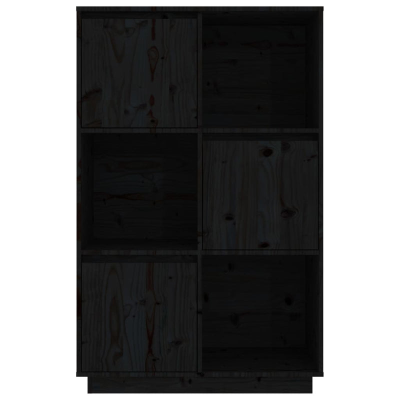 vidaXL fekete tömör fenyőfa magasszekrény 74x35x117 cm