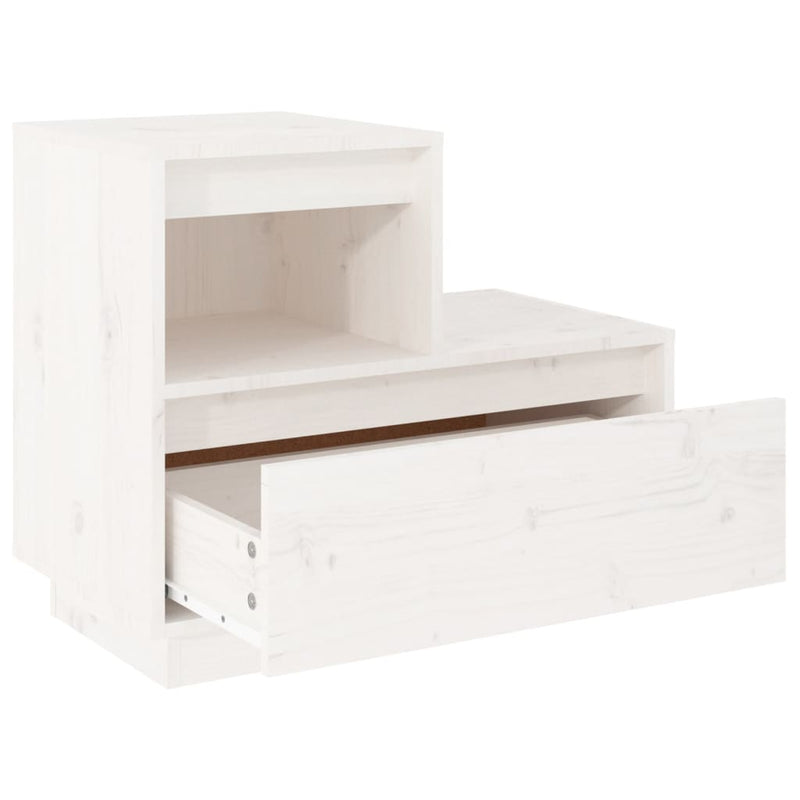 vidaXL 2 db fehér tömör fenyőfa éjjeliszekrény 60 x 34 x 51 cm