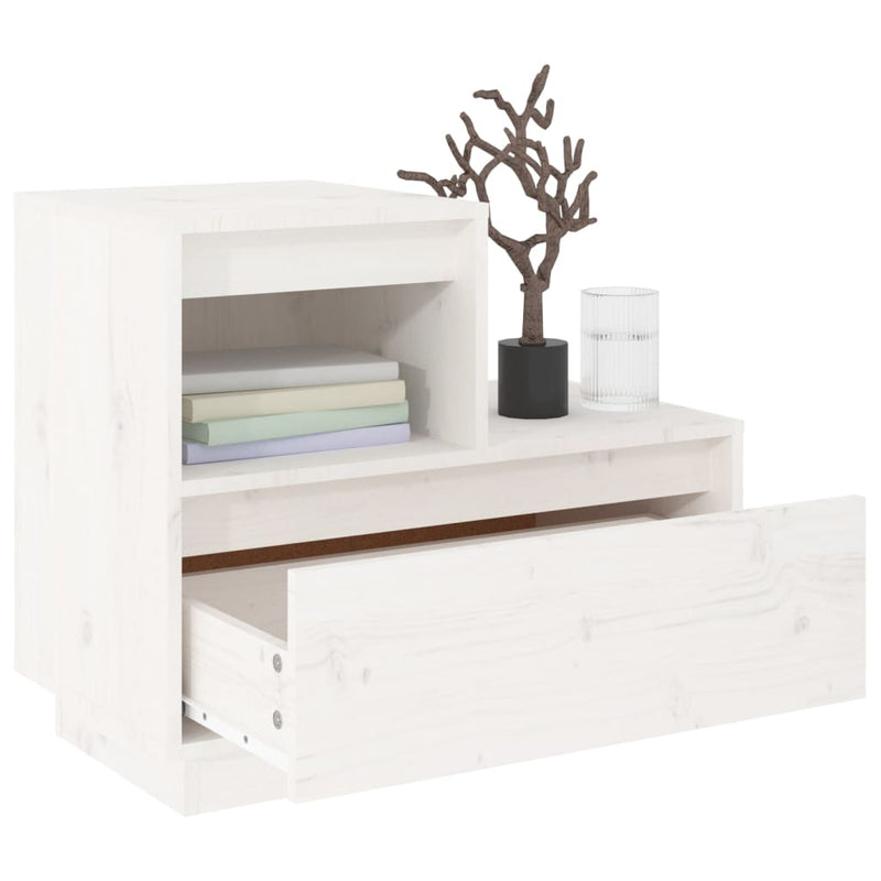 vidaXL 2 db fehér tömör fenyőfa éjjeliszekrény 60 x 34 x 51 cm