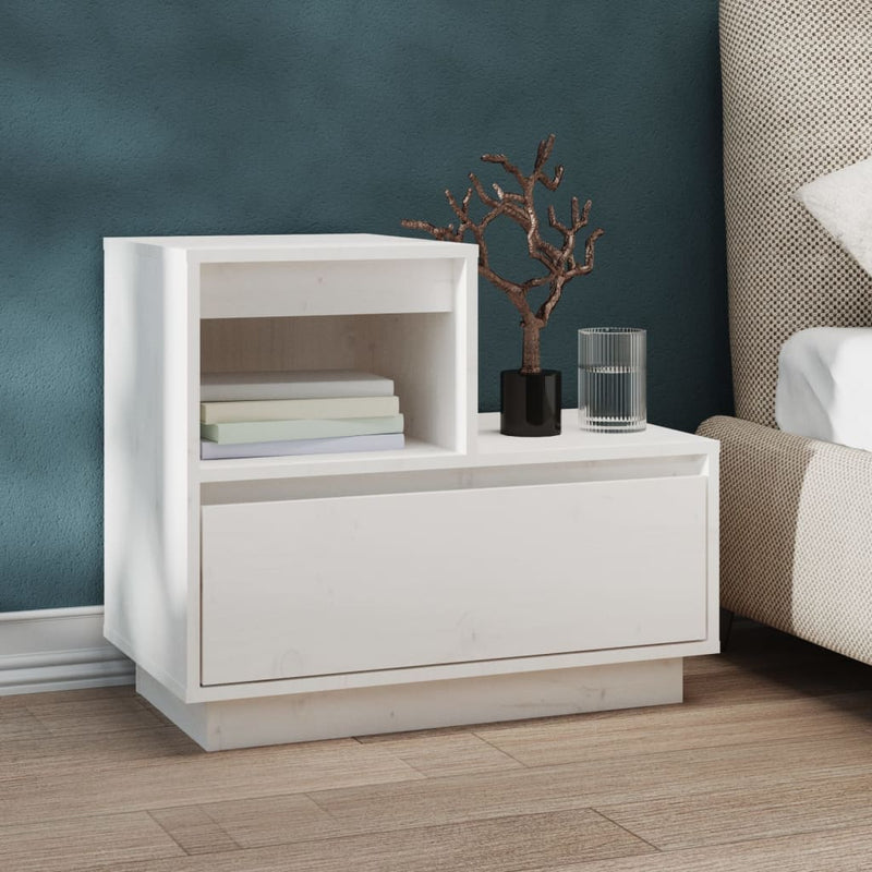 vidaXL 2 db fehér tömör fenyőfa éjjeliszekrény 60 x 34 x 51 cm