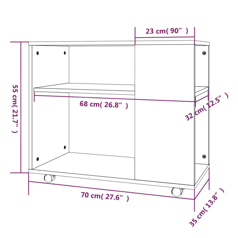 vidaXL barna tölgy színű szerelt fa kisasztal 70 x 35 x 55 cm