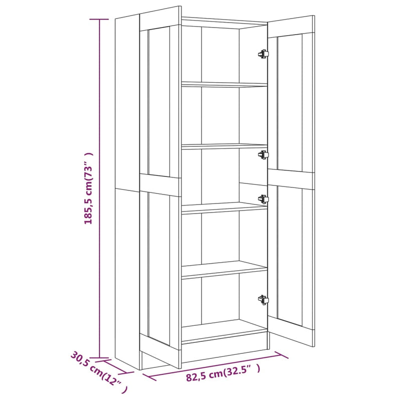 vidaXL füstös tölgy színű fa fürdőszobaszekrény 82,5x30,5x185,5 cm