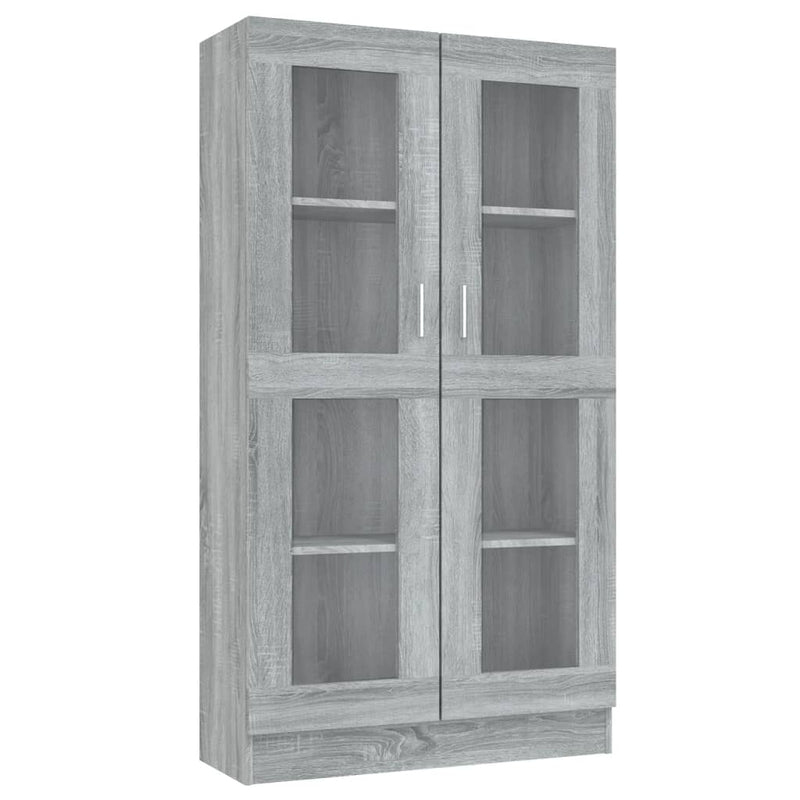 vidaXL szürke sonoma színű szerelt fa vitrinszekrény 82,5x30,5x150 cm