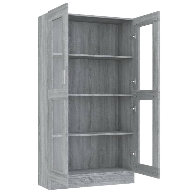 vidaXL szürke sonoma színű szerelt fa vitrinszekrény 82,5x30,5x150 cm