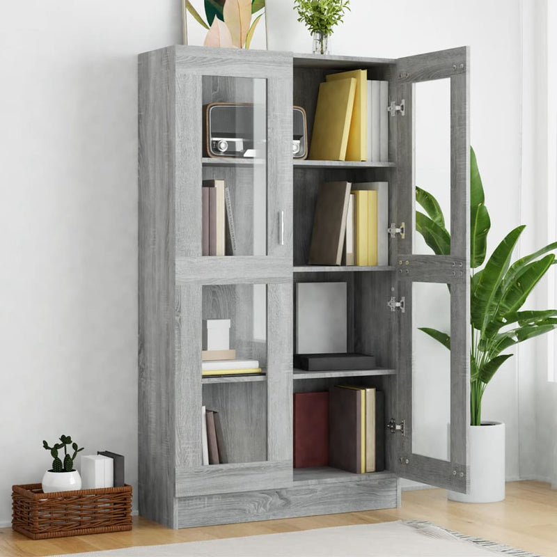 vidaXL szürke sonoma színű szerelt fa vitrinszekrény 82,5x30,5x150 cm