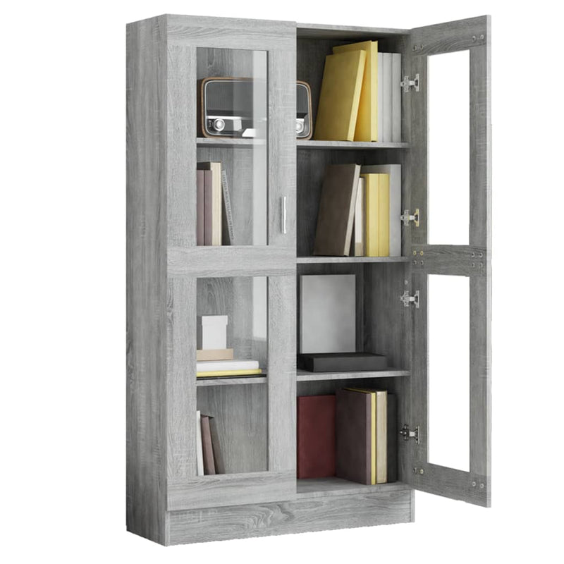 vidaXL szürke sonoma színű szerelt fa vitrinszekrény 82,5x30,5x150 cm