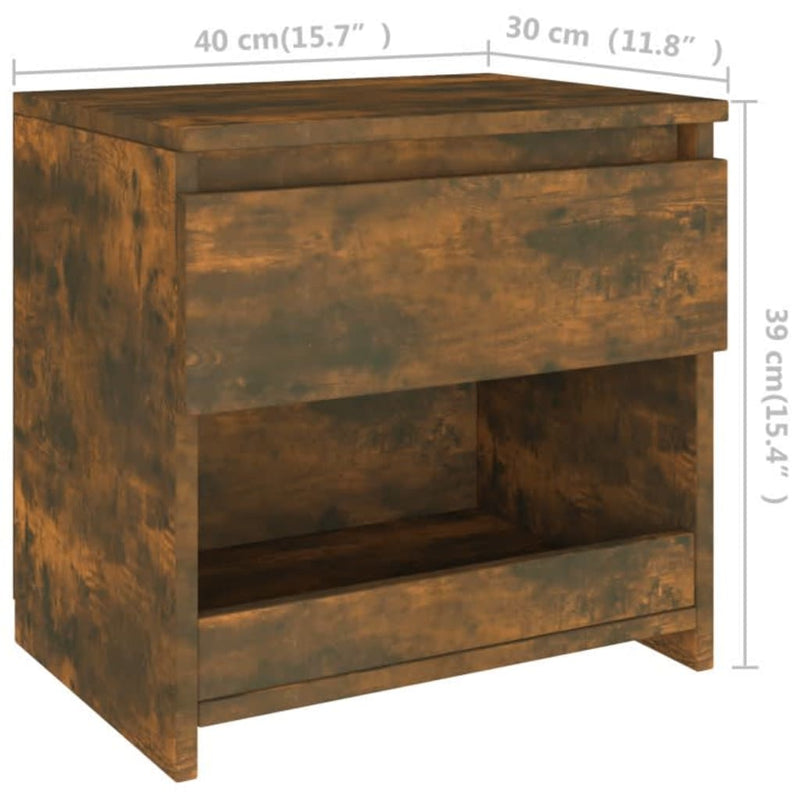 vidaXL 2 db füstös tölgy színű szerelt fa éjjeliszekrény 40x30x39 cm