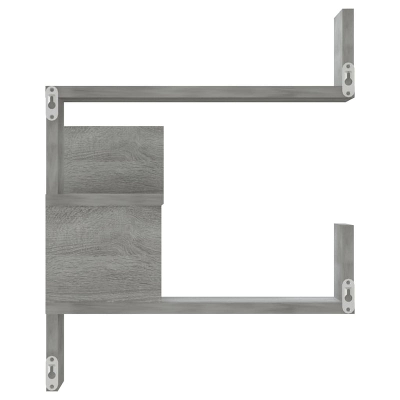 vidaXL 2 db szürke sonoma színű szerelt fa fali polc 40 x 40 x 50 cm