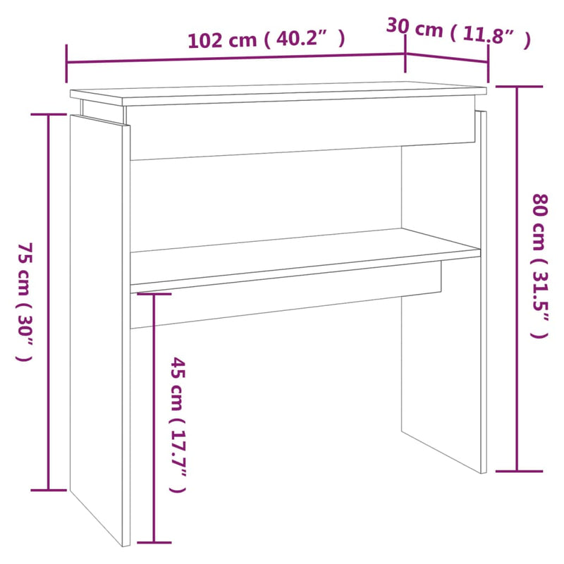 vidaXL füstös tölgy színű szerelt fa tálalóasztal 102 x 30 x 80 cm