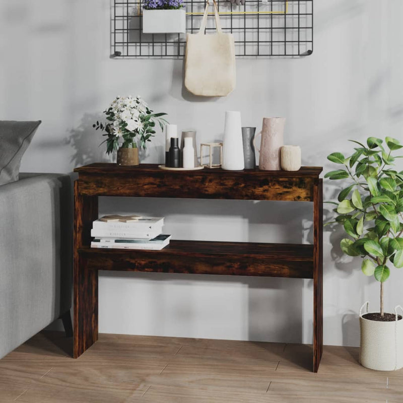 vidaXL füstös tölgy színű szerelt fa tálalóasztal 102 x 30 x 80 cm