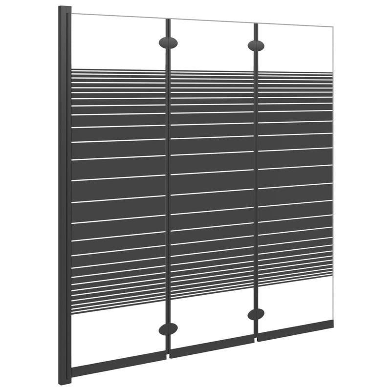 vidaXL 3 paneles fekete ESG összecsukható zuhanyparaván 130 x 130 cm