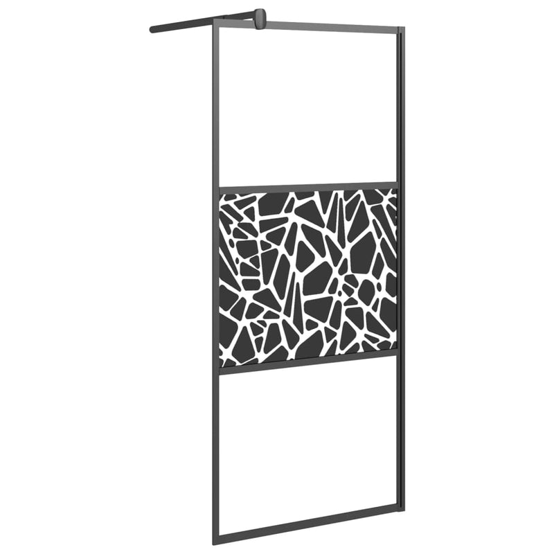 vidaXL fekete ESG üveg zuhanyfal kőmintával 80 x 195 cm
