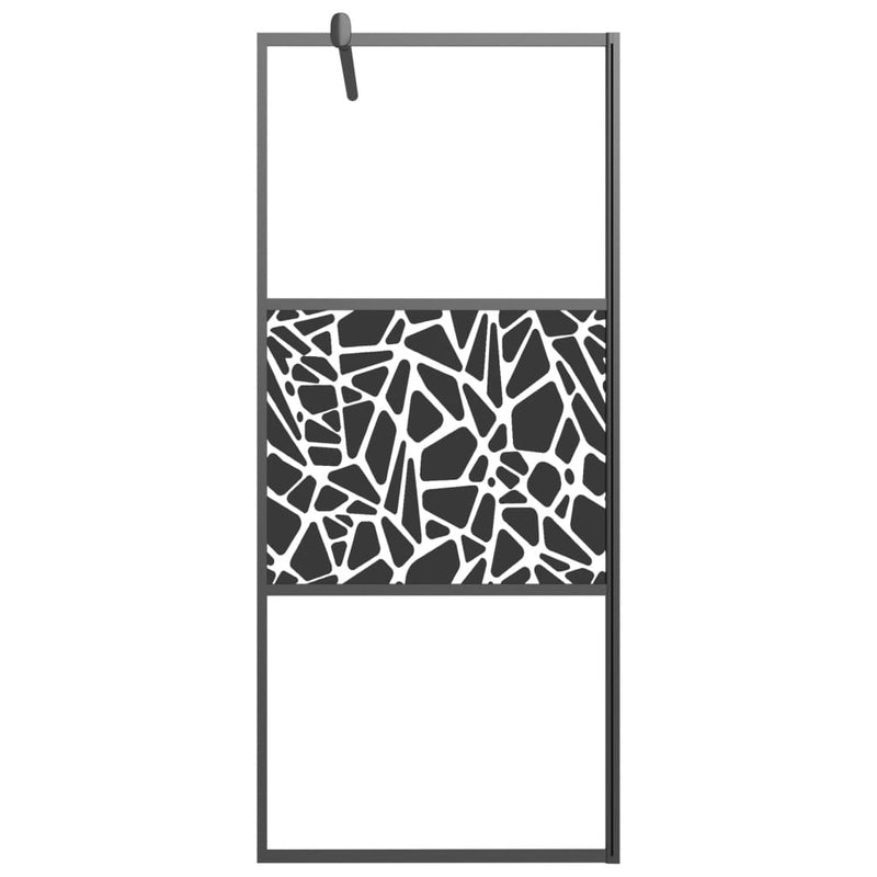 vidaXL fekete ESG üveg zuhanyfal kőmintával 80 x 195 cm
