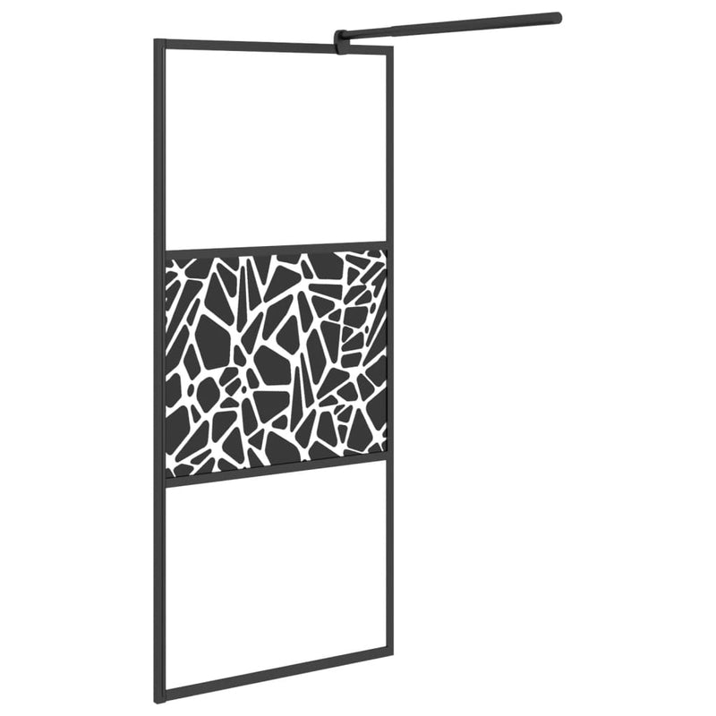 vidaXL fekete ESG üveg zuhanyfal kőmintával 80 x 195 cm
