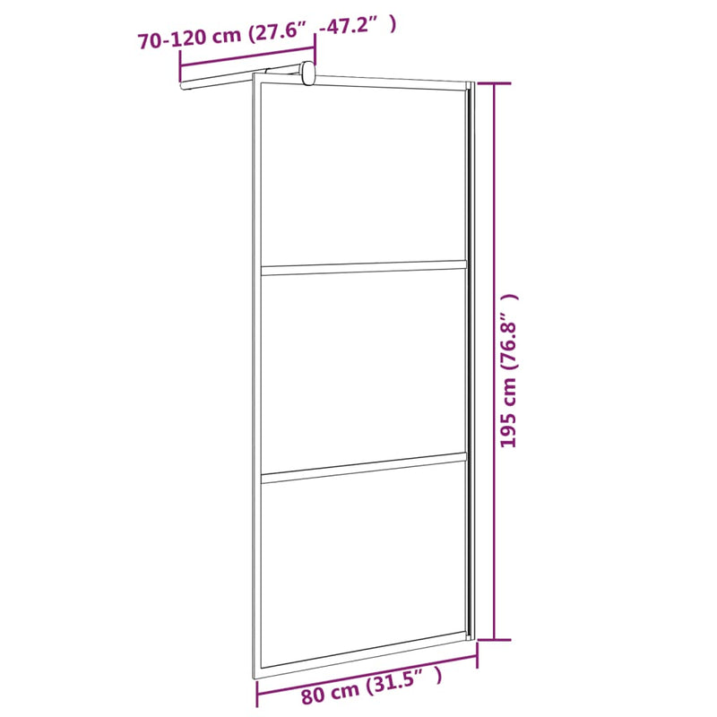 vidaXL fekete ESG üveg zuhanyfal kőmintával 80 x 195 cm