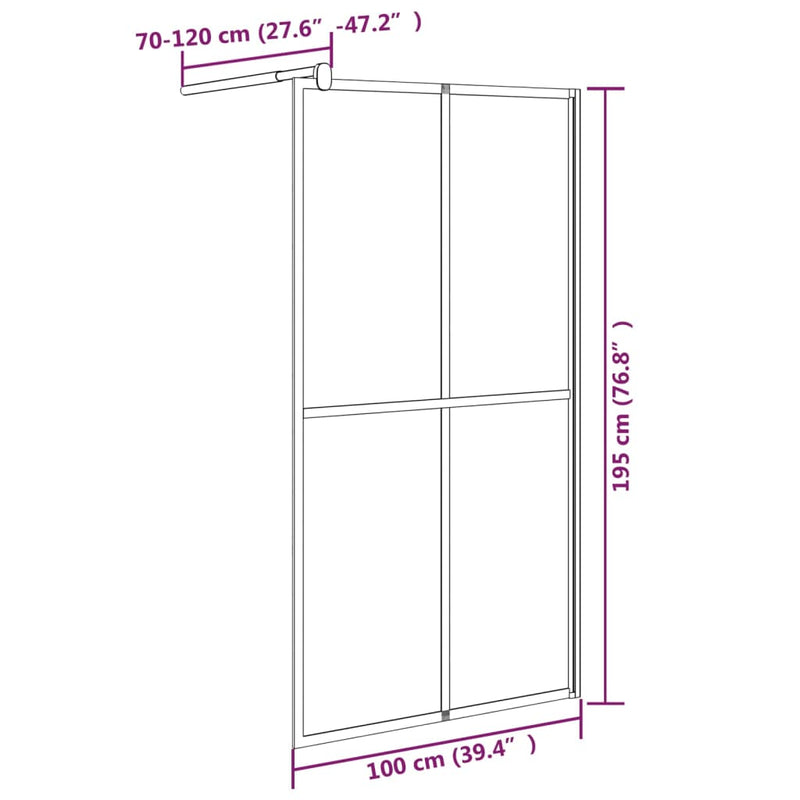 vidaXL sötét edzett üveg zuhanyfal küszöb nélküli zuhanyhoz 100x195cm