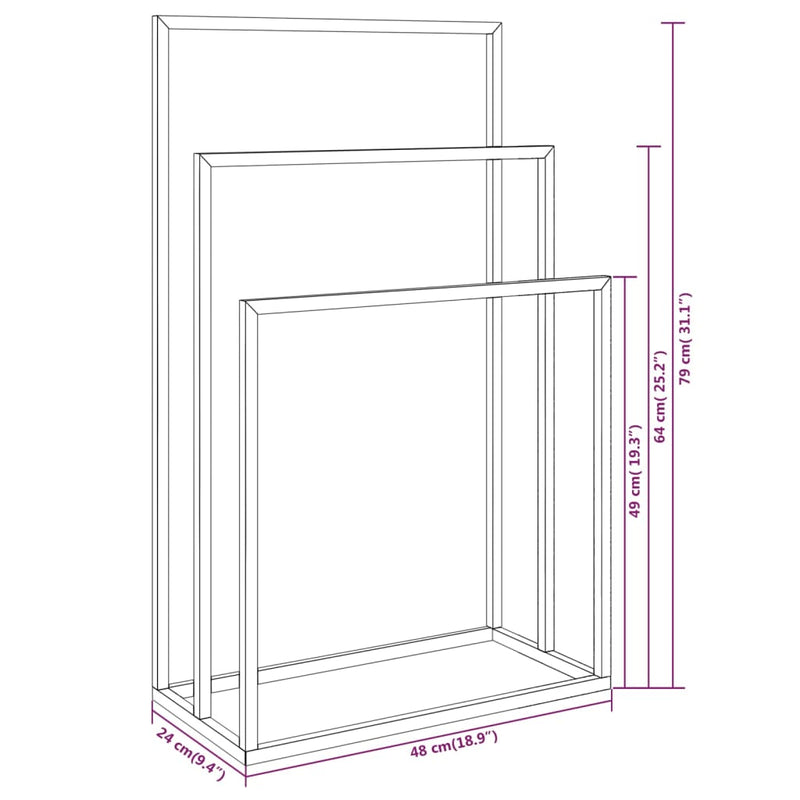 vidaXL fekete vas szabadon álló törölközőtartó 48 x 24 x 79 cm