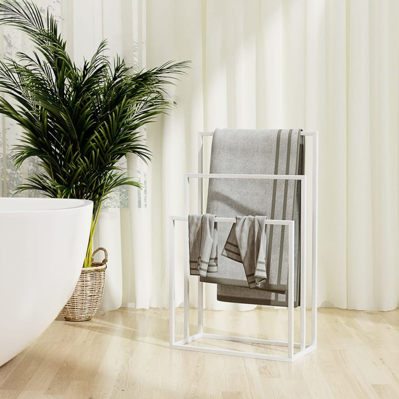 vidaXL fehér vas szabadon álló törölközőtartó 48 x 24 x 79 cm