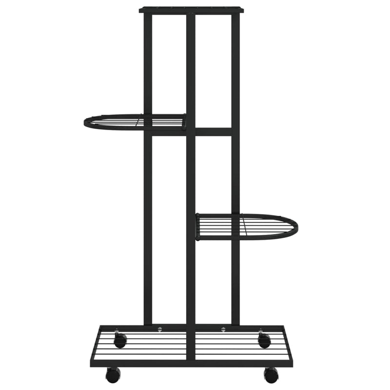vidaXL 4 szintes fekete vas virágtartó állvány kerekekkel 44x23x80 cm