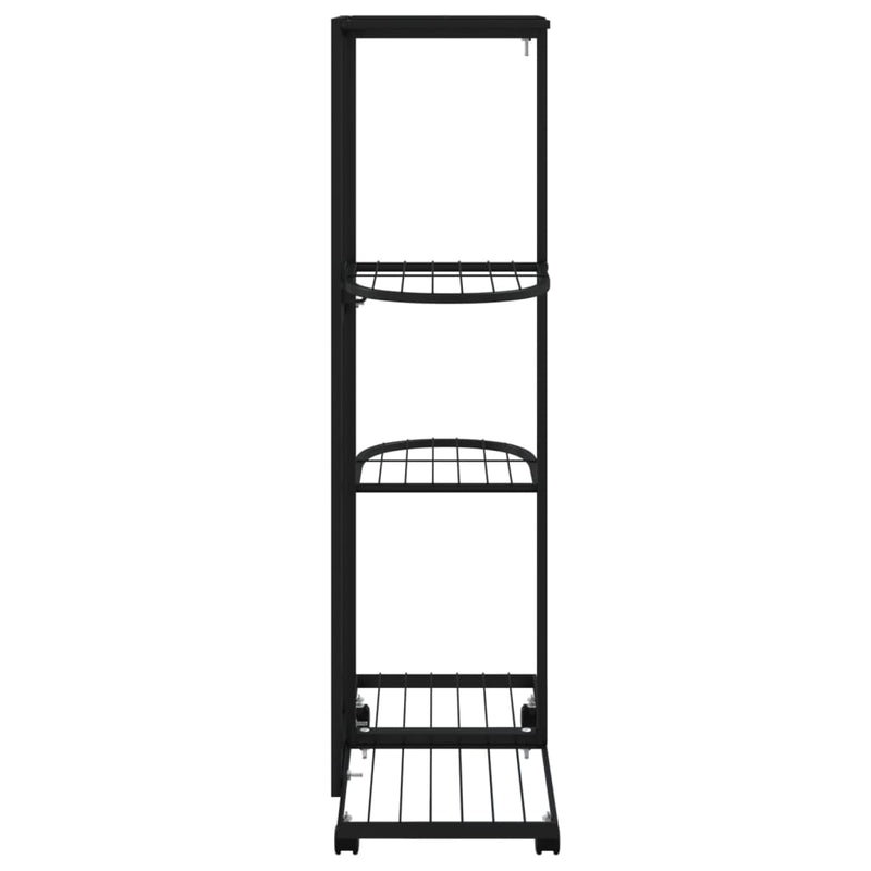 vidaXL 4 szintes fekete vas virágtartó állvány kerekekkel 44x23x80 cm