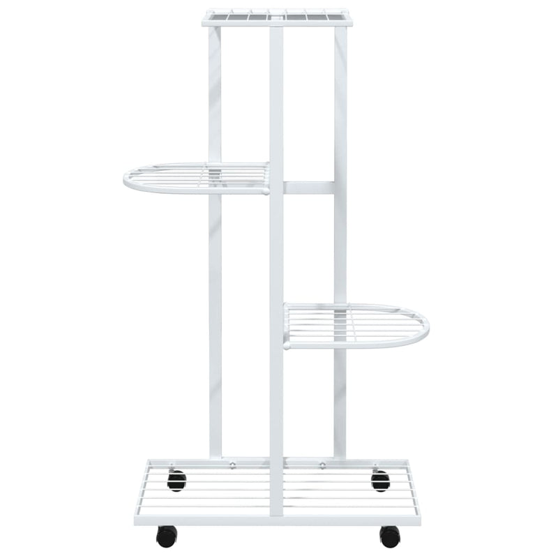 vidaXL 4 szintes fehér vas virágtartó állvány kerekekkel 44x23x80 cm