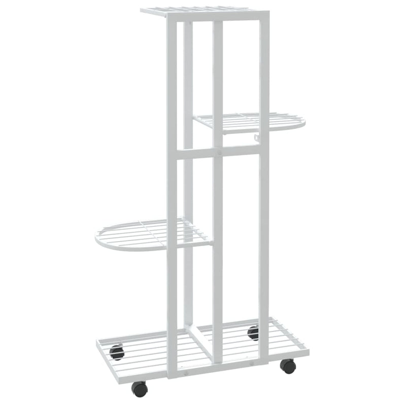 vidaXL 4 szintes fehér vas virágtartó állvány kerekekkel 44x23x80 cm