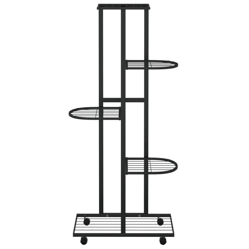 vidaXL 5-szintes fekete vas virágtartó állvány kerekekkel 44x23x100 cm