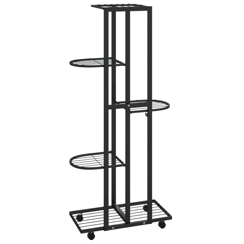 vidaXL 5-szintes fekete vas virágtartó állvány kerekekkel 44x23x100 cm