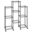 vidaXL fekete vas virágtartó állvány kerekekkel 83 x 25 x 103,5 cm