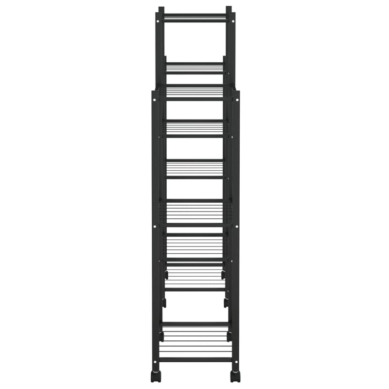 vidaXL fekete vas virágtartó állvány kerekekkel 83 x 25 x 103,5 cm