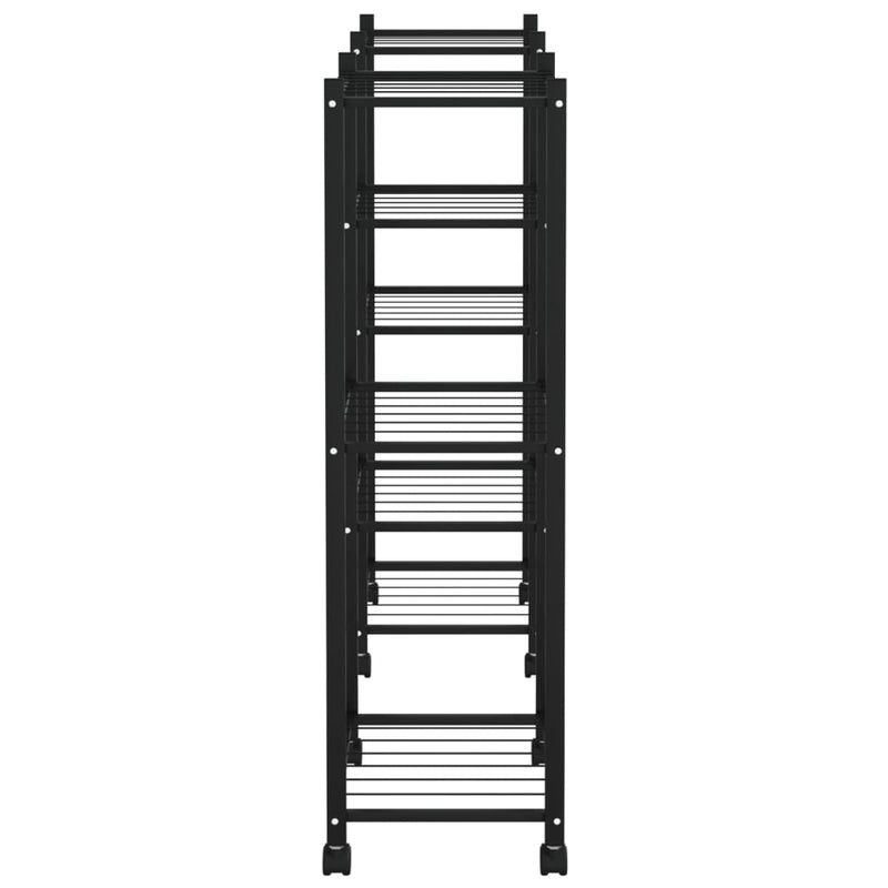 vidaXL fekete vas virágtartó állvány kerekekkel 83 x 25 x 83,5 cm