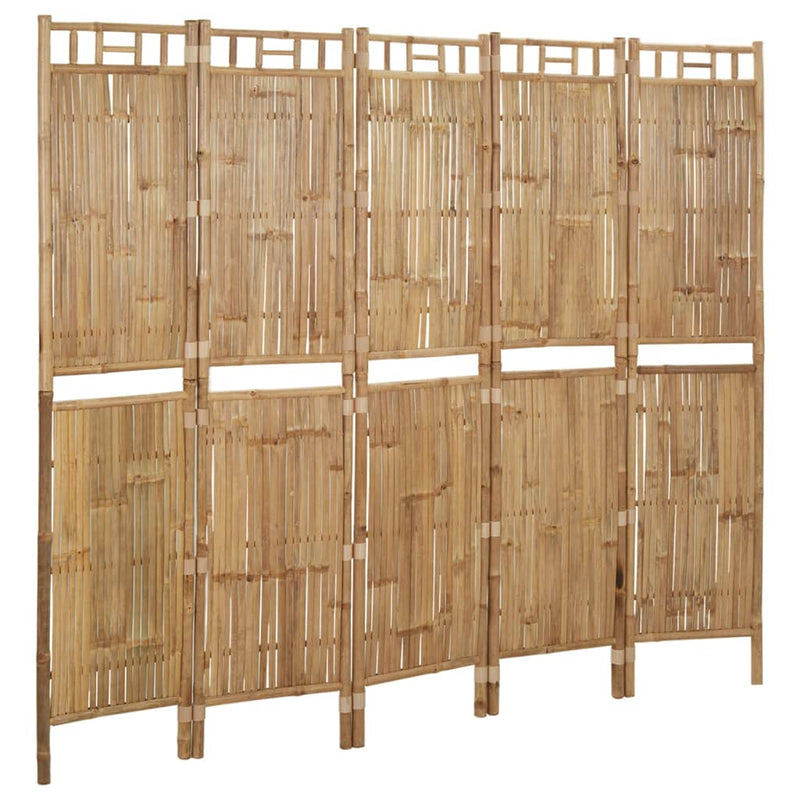 vidaXL 5 paneles bambusz paraván 200 x 180 cm