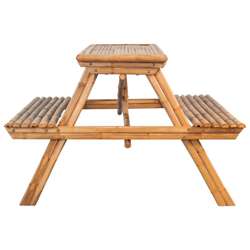 vidaXL bambusz piknikasztal 115 x 115 x 81 cm