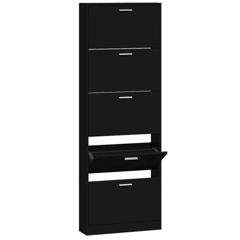 vidaXL fekete szerelt fa cipősszekrény 59 x 17 x 169 cm