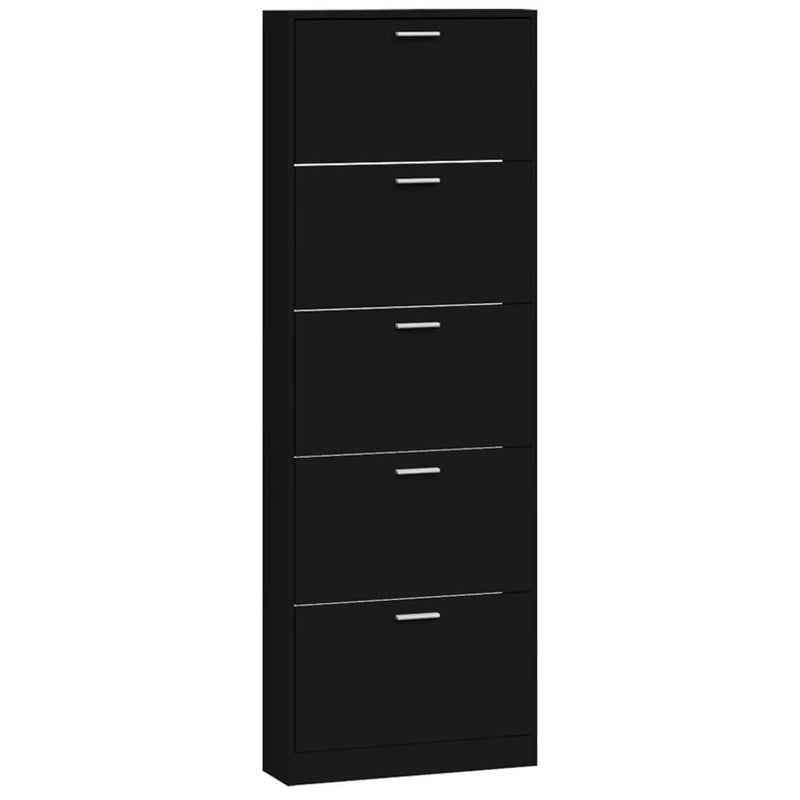vidaXL fekete szerelt fa cipősszekrény 59 x 17 x 169 cm