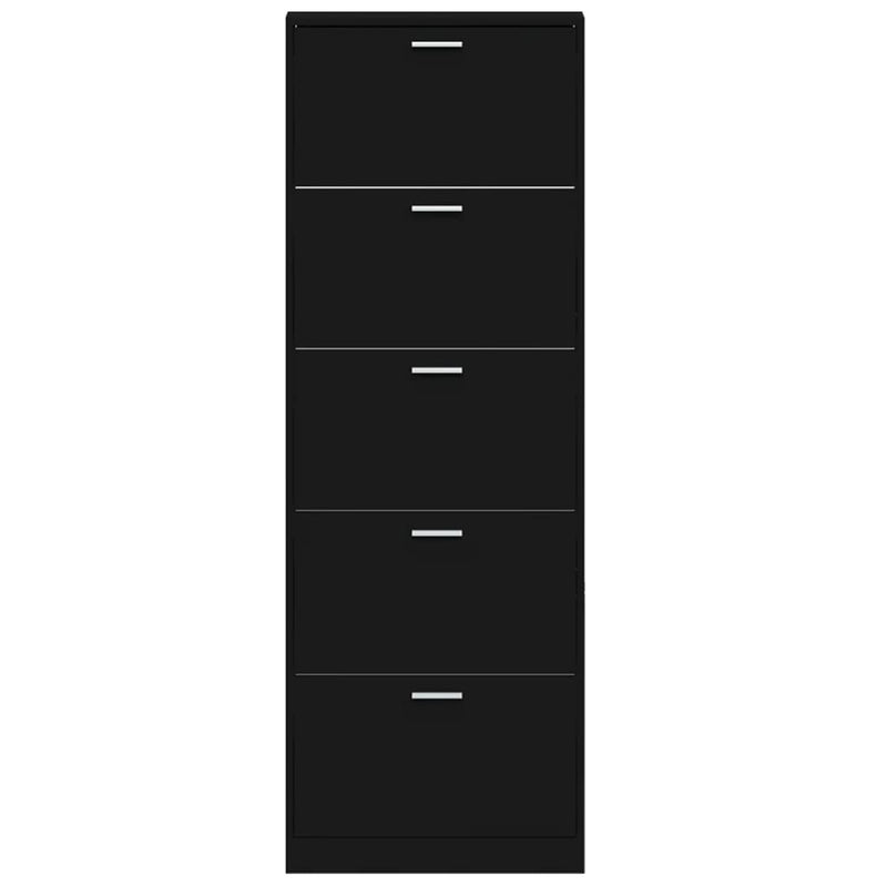 vidaXL fekete szerelt fa cipősszekrény 59 x 17 x 169 cm