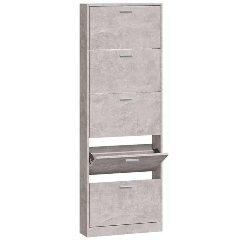 vidaXL betonszürke szerelt fa cipőszekrény 59 x 17 x 169 cm